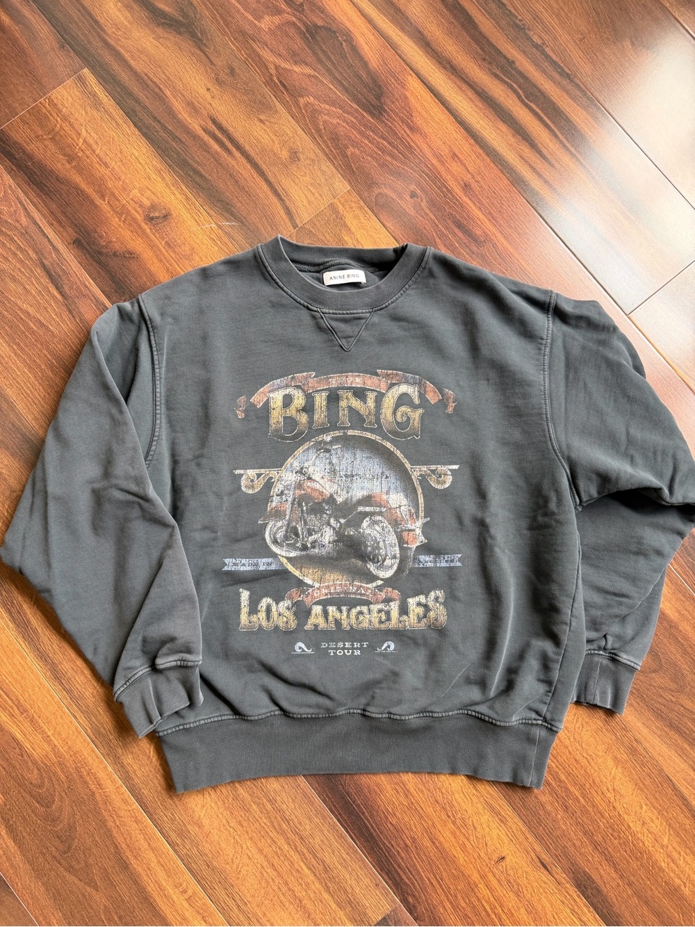 Anine Bing Motorcycle Graphic Crewneck Organic Cotton Size M